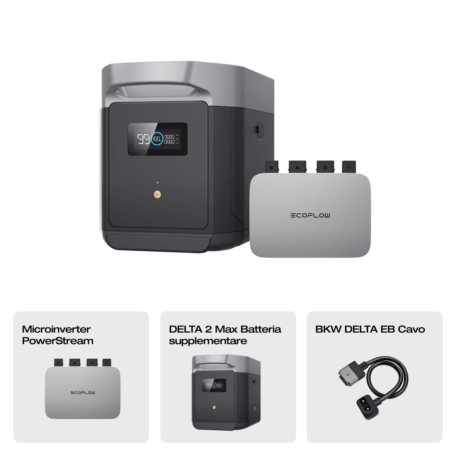 Batteria supplementare intelligente EcoFlow DELTA 2 Max Extra batteries EcoFlow Europe PowerStream 800 W + Batteria supplementare intelligente DELTA 2 Max  