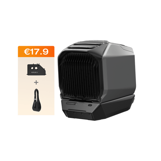 Condizionatore d’aria portatile EcoFlow WAVE 3 EcoFlow Europe WAVE 3 + batteria aggiuntiva WAVE 3 + Blocco sfiato auto +Maniglia con velcro