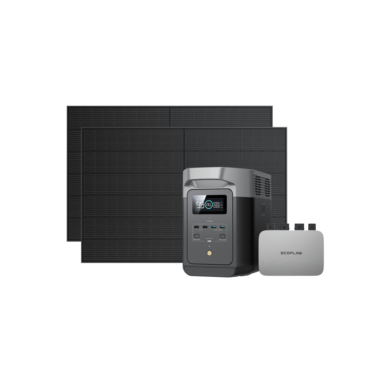 EcoFlow PowerStream Fotovoltaico da Balcone con deposito 800W - DELTA 2 (1 kWh) BKW Bundle EcoFlow Italia 800W + 2x Pannello Solare Rigido da 400W + DELTA 2 (Con Cavo) / 