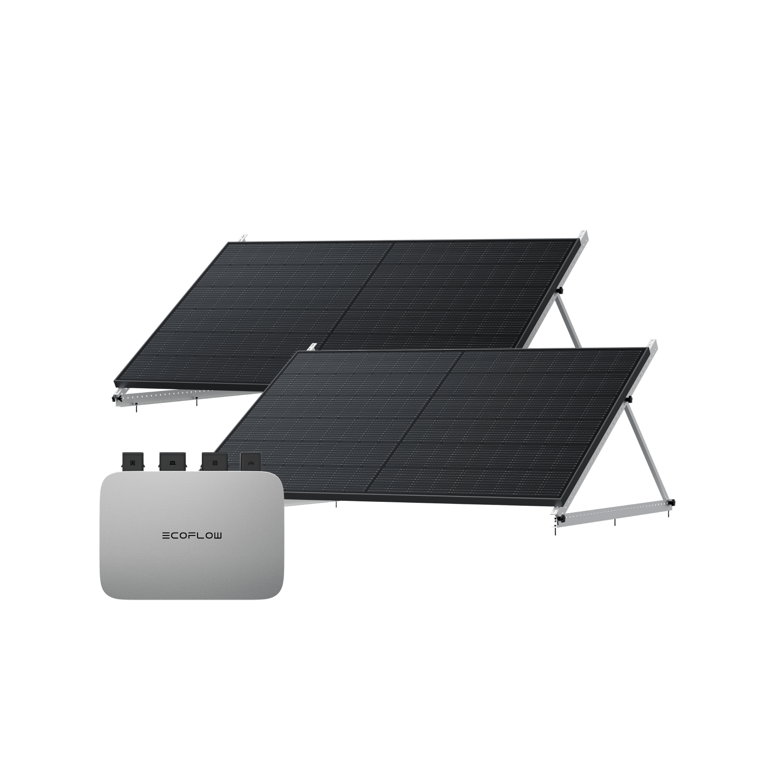 EcoFlow PowerStream Fotovoltaico da Balcone con deposito 800W - DELTA 2 (1 kWh) BKW Bundle EcoFlow Italia 800W + 2x Pannello Solare Rigido da 400W + DELTA 2 (Con Cavo) 2 x Staffa di montaggio con inclinazione di 127 cm 