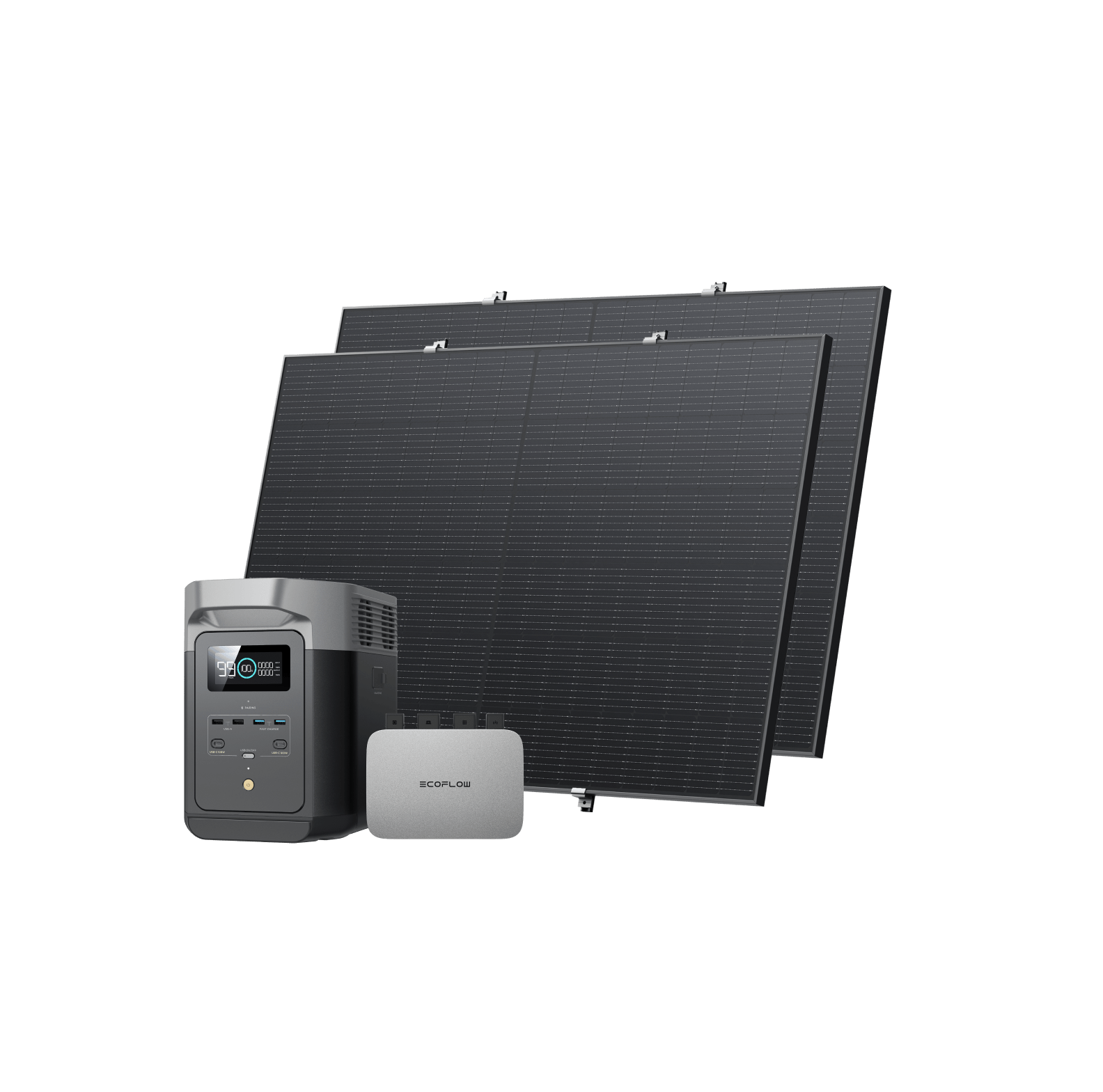 EcoFlow PowerStream Fotovoltaico da Balcone con deposito 800W - DELTA 2 (1 kWh) BKW Bundle EcoFlow Italia 800W + 2x Pannello Solare Rigido da 400W + DELTA 2 (Con Cavo) 2 x Kit di ganci per balcone 