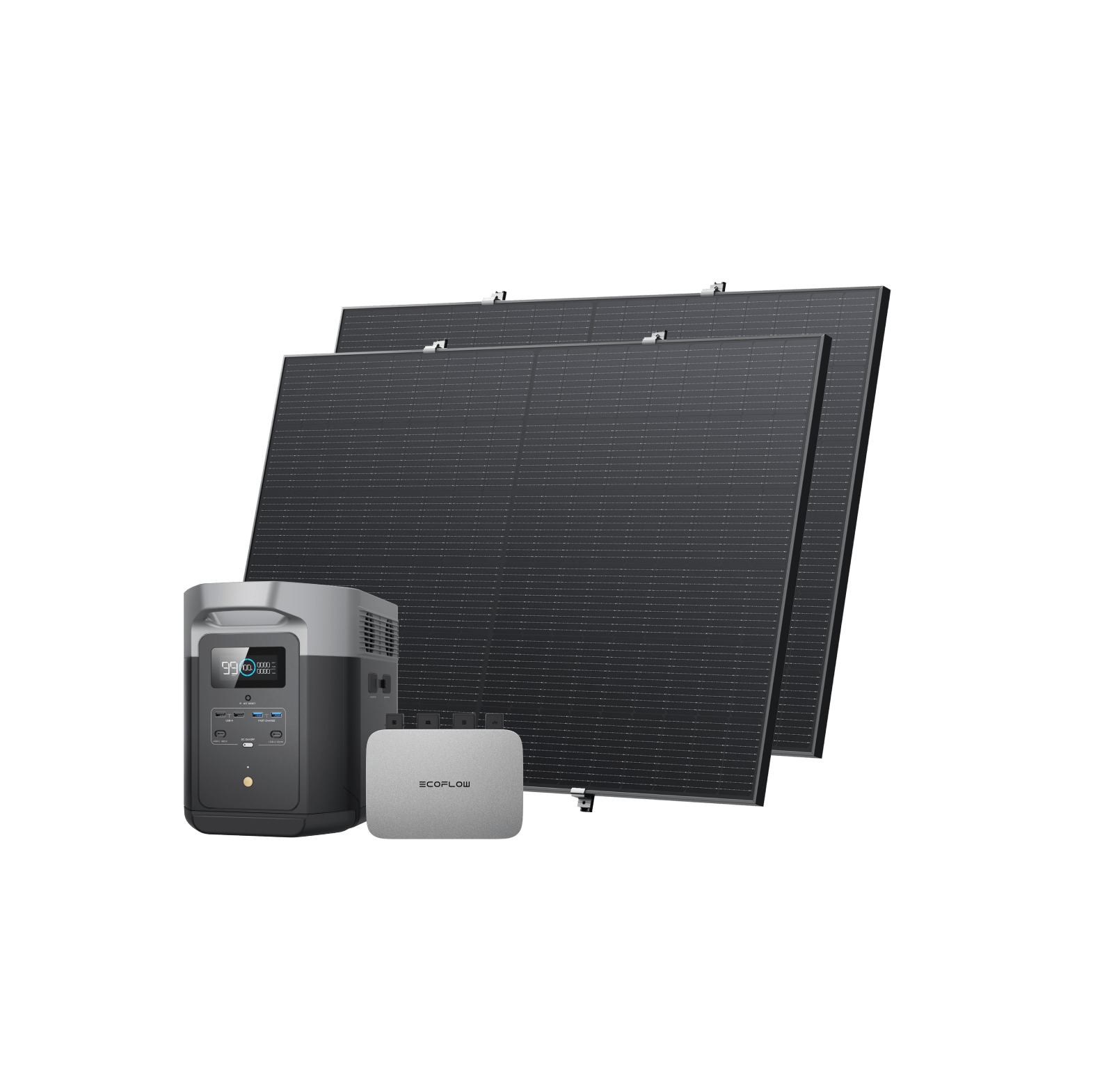 EcoFlow PowerStream Fotovoltaico da Balcone con deposito 800W - DELTA Max 2000 (2 kWh) BKW Bundle EcoFlow Italia 800W + 2x Pannello Solare Rigido da 400W + DELTA Max 2000 (Con Cavo) 2 x Kit di ganci per balcone 