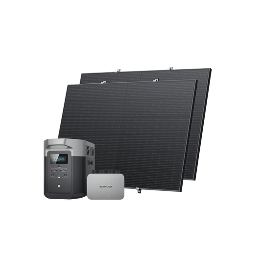 EcoFlow PowerStream Fotovoltaico da Balcone con deposito 600W/800W - DELTA Max 2000 (2 kWh) BKW Bundle EcoFlow Germany 800W + 2x Pannello Solare Rigido da 400W + DELTA Max 2000 (Con Cavo) 2 x Kit di ganci per balcone 