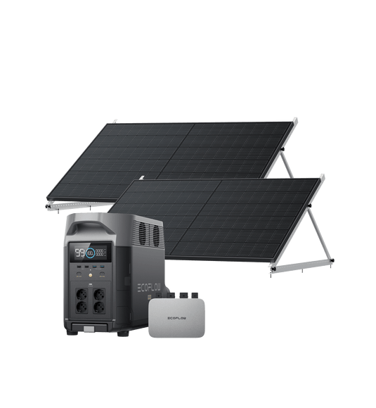 EcoFlow PowerStream Fotovoltaico da Balcone con deposito 600W/800W - DELTA Pro  (3 kWh) BKW Bundle EcoFlow Germany 800W + 2x Pannello Solare Rigido da 400W + DELTA Pro (Con Cavo) 2 x Kit di ganci per balcone 