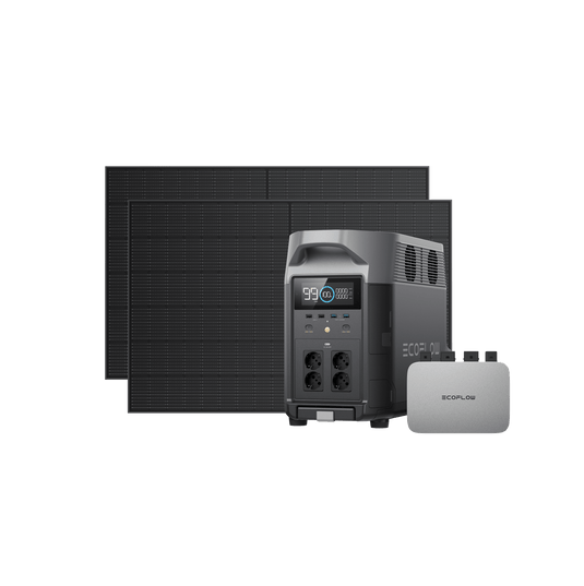 EcoFlow PowerStream Fotovoltaico da Balcone con deposito 600W/800W - DELTA Pro  (3 kWh) BKW Bundle EcoFlow Germany 800W + 2x Pannello Solare Rigido da 400W + DELTA Pro (Con Cavo) / 