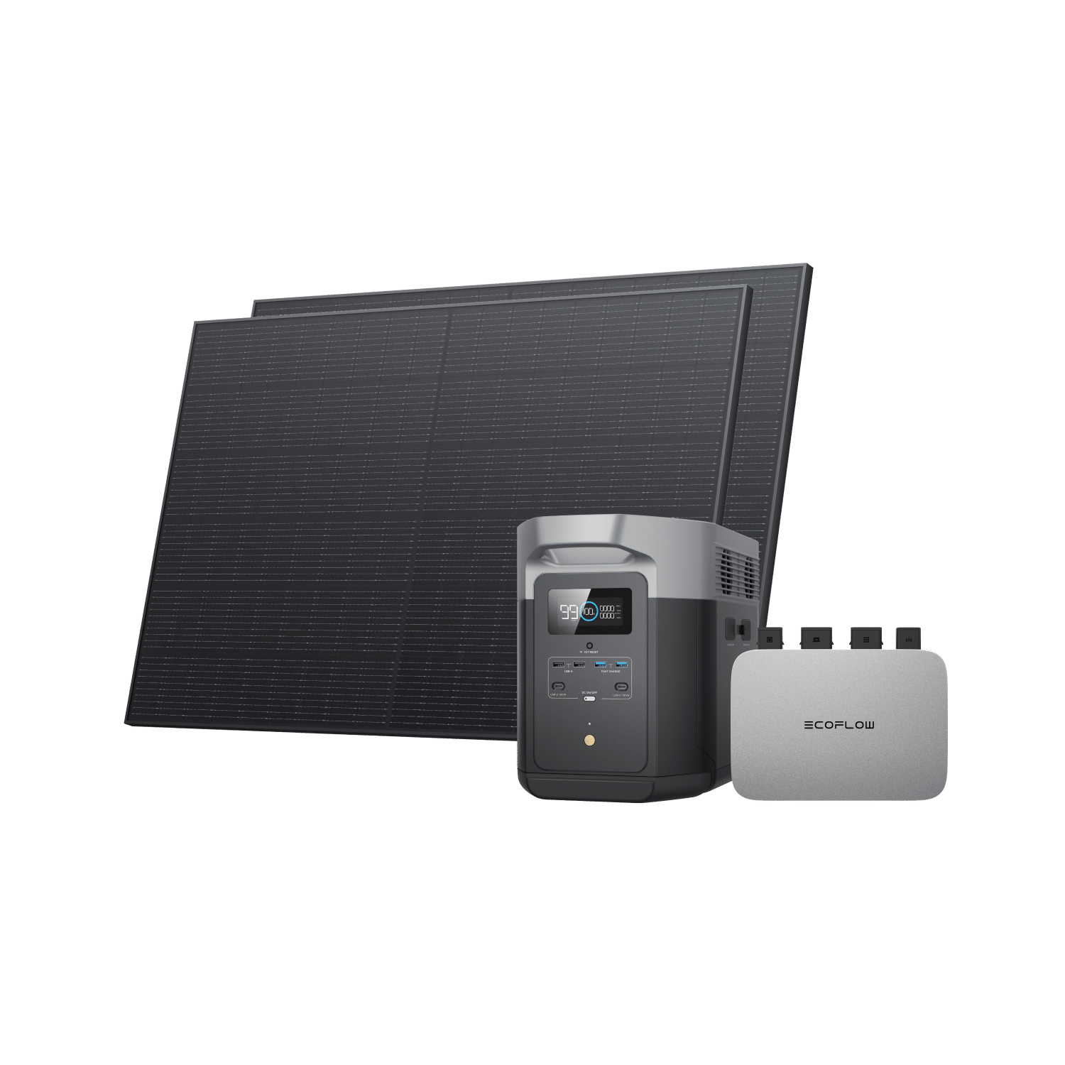 EcoFlow PowerStream Fotovoltaico da Balcone con deposito 800W - DELTA 2 Max (2 kWh) BKW Bundle EcoFlow Italia 800W + 2x Pannello Solare Rigido da 400W + DELTA 2 Max (Con Cavo) / 