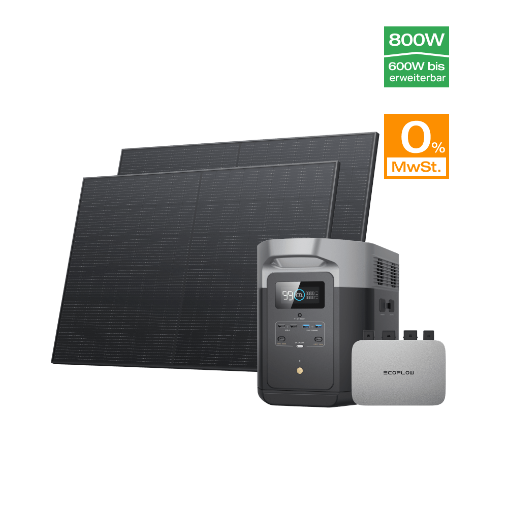 EcoFlow PowerStream Fotovoltaico da Balcone con deposito 800W - DELTA 2 Max (2 kWh) BKW Bundle EcoFlow Italia   