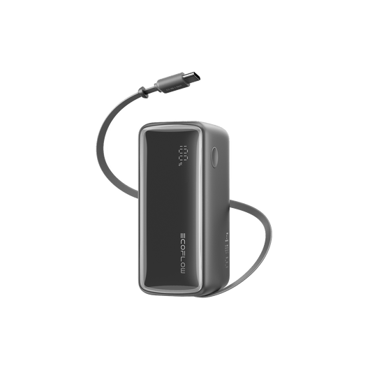 EcoFlow RAPID Power Bank (10K, 45W, Retractable Cable) Power Bank EcoFlow Italia Nero