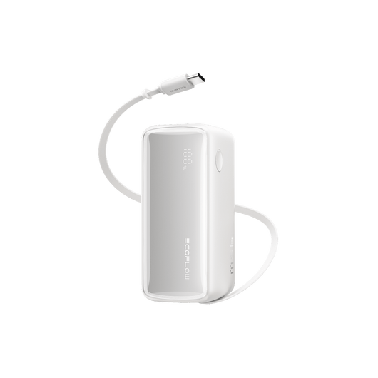 EcoFlow RAPID Power Bank (10K, 45W, Retractable Cable) Power Bank EcoFlow Italia Bianco perla