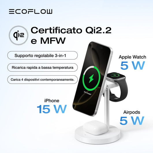 EcoFlow Stazioni di ricarica wireless EcoFlow RAPID Mag Qi2 (3 in 1)