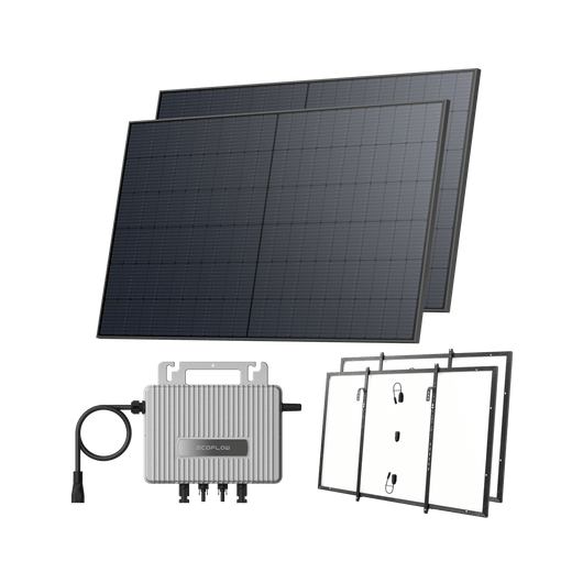 Kit Fotovoltaico da Balcone EcoFlow STREAM BKW II EcoFlow Balcone con ringhiera (500 Wp) 2 pannelli solari rigidi da 520 W + Microinverter STREAM (600 W) Kit di ganci – Balcone con ringhiera