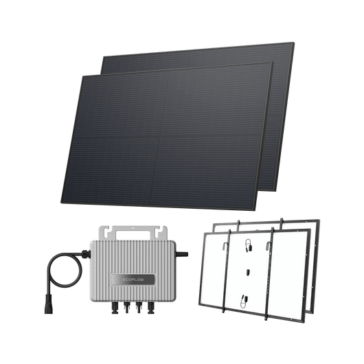 Kit Fotovoltaico da Balcone EcoFlow STREAM BKW II EcoFlow Balcone con ringhiera (900 Wp) 2 pannelli solari rigidi da 450 W + Microinverter STREAM (600 W) Kit di ganci – Balcone con ringhiera