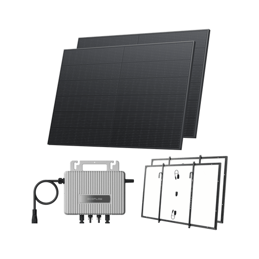 Kit Fotovoltaico da Balcone EcoFlow STREAM BKW II EcoFlow Balcone con ringhiera (800 Wp) 2 pannelli solari rigidi da 400 W + Microinverter STREAM (600 W) Kit di ganci – Balcone con ringhiera