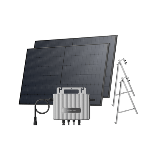 Kit Fotovoltaico da Balcone EcoFlow STREAM BKW II EcoFlow Balcone in cemento (500 Wp) 2 pannelli solari rigidi da 520 W + Microinverter STREAM (600 W) Staffa – Balcone semi-chiuso