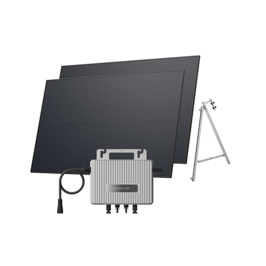 Kit Fotovoltaico da Balcone EcoFlow STREAM BKW II EcoFlow Balcone in cemento (900 Wp) 2 pannelli solari rigidi da 450 W + Microinverter STREAM (600 W) Staffa – Balcone semi-chiuso