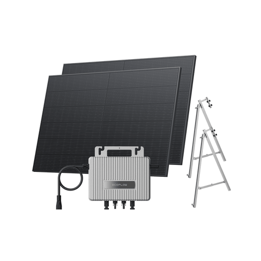 Kit Fotovoltaico da Balcone EcoFlow STREAM BKW II EcoFlow Balcone in cemento (800 Wp) 2 pannelli solari rigidi da 400 W + Microinverter STREAM (600 W) Staffa – Balcone semi-chiuso