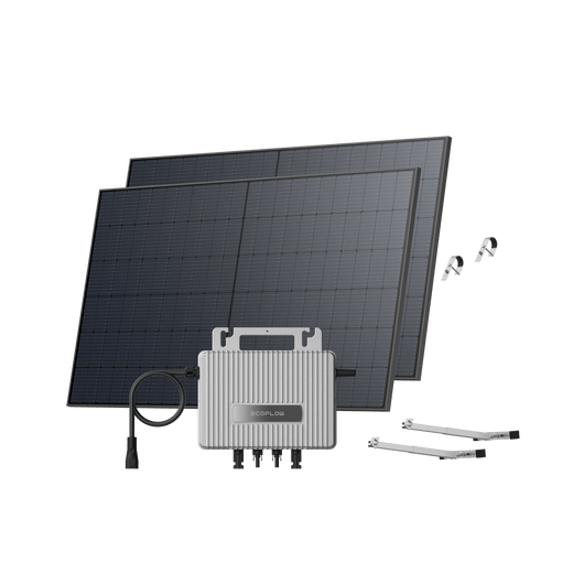Kit Fotovoltaico da Balcone EcoFlow STREAM BKW II EcoFlow Balcone con ringhiera (500 Wp) 2 pannelli solari rigidi da 520 W + Microinverter STREAM (600 W) Staffa – Balcone in cemento