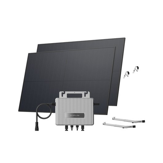 Kit Fotovoltaico da Balcone EcoFlow STREAM BKW II EcoFlow Balcone con ringhiera (900 Wp) 2 pannelli solari rigidi da 450 W + Microinverter STREAM (600 W) Staffa – Balcone in cemento