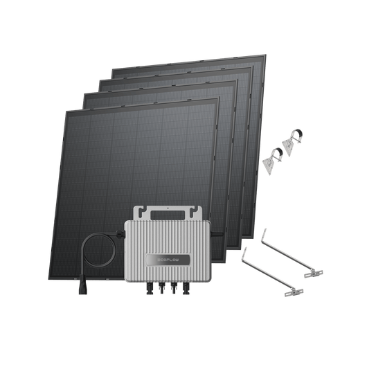 Kit Fotovoltaico EcoFlow STREAM BKW II EcoFlow Microinverter STREAM (600 W) + 4 pannelli solari rigidi da 250 W Balcone staffa leggera