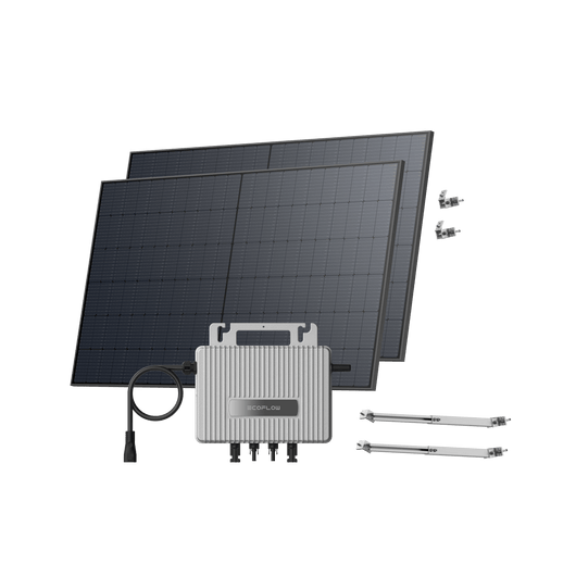 Kit Fotovoltaico EcoFlow STREAM BKW II EcoFlow Microinverter STREAM (600 W) + 2 pannelli solari rigidi da 520 W Staffa regolabile – Facciata
