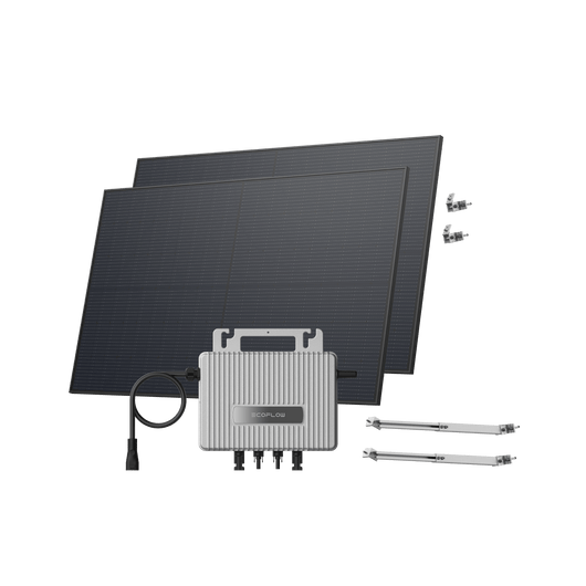 Kit Fotovoltaico EcoFlow STREAM BKW II EcoFlow Microinverter STREAM (600 W) + 2 pannelli solari rigidi da 450 W Staffa regolabile – Facciata