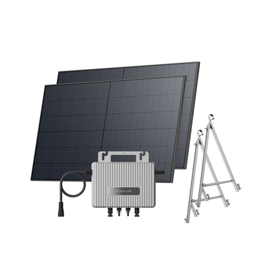 Kit Fotovoltaico EcoFlow STREAM BKW II EcoFlow Microinverter STREAM (600 W) + 2 pannelli solari rigidi da 520 W Staffa – Balcone semi-chiuso