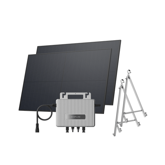 Kit Fotovoltaico EcoFlow STREAM BKW II EcoFlow Microinverter STREAM (600 W) + 2 pannelli solari rigidi da 450 W Staffa – Balcone semi-chiuso