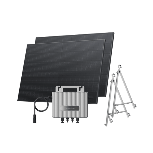 Kit Fotovoltaico EcoFlow STREAM BKW II EcoFlow Microinverter STREAM (600 W)+ 2 pannelli solari rigidi da 400 W Staffa – Balcone semi-chiuso
