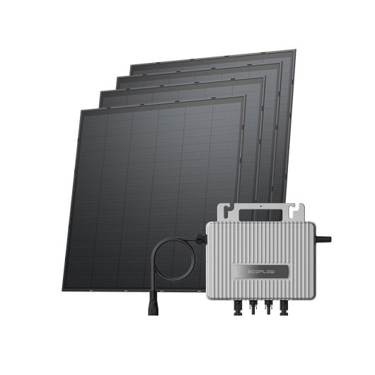 Kit Fotovoltaico EcoFlow STREAM BKW II EcoFlow Microinverter STREAM (600 W) + 4 pannelli solari rigidi da 250 W Senza staffe