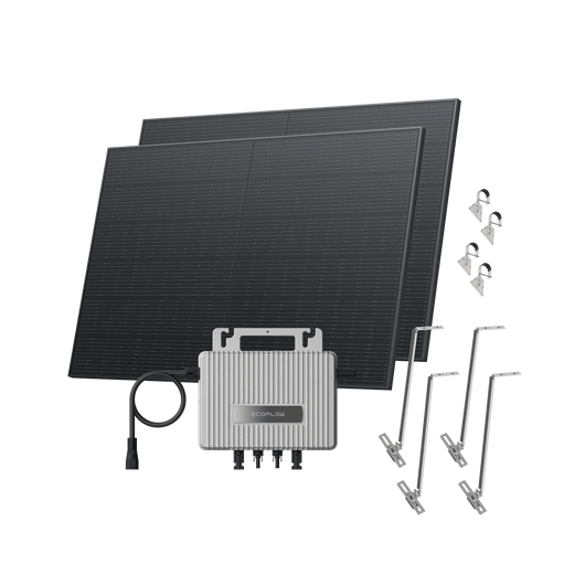 Kit Fotovoltaico da Giardino/a Terra EcoFlow STREAM BKW II EcoFlow (800 Wp) 2 pannelli solari rigidi da 400 W + Microinverter STREAM (600 W) Staffa – Supporto per pannelli solari regolabile