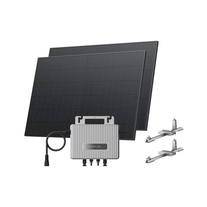Kit Fotovoltaico da Giardino/a Terra EcoFlow STREAM BKW II EcoFlow (800 Wp) 2 pannelli solari rigidi da 400 W + Microinverter STREAM (600 W) Staffa – Tetto piatto