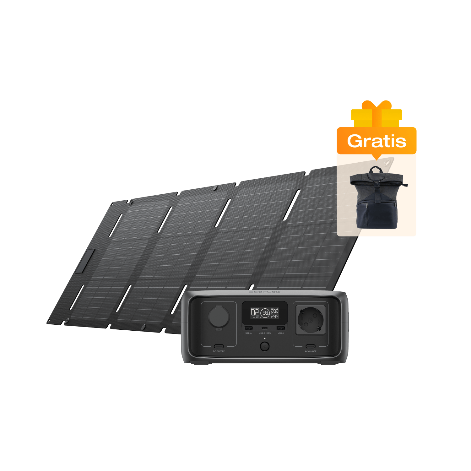 Generatore solare EcoFlow RIVER 3 Bundles EcoFlow Europe RIVER 3 + Pannello solare da 45 W (tipo C)