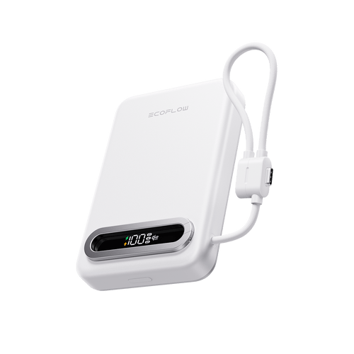 Power bank EcoFlow RAPID Mag Qi2.2 (10.000 mAh, 25 W, cavo USB-C integrato) Power Bank EcoFlow Italia Bianco perla