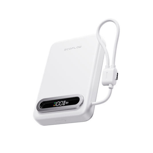 Power bank EcoFlow RAPID Mag Qi2.2 (10.000 mAh, 25 W, cavo USB-C integrato) Power Bank EcoFlow Europe Bianco perla