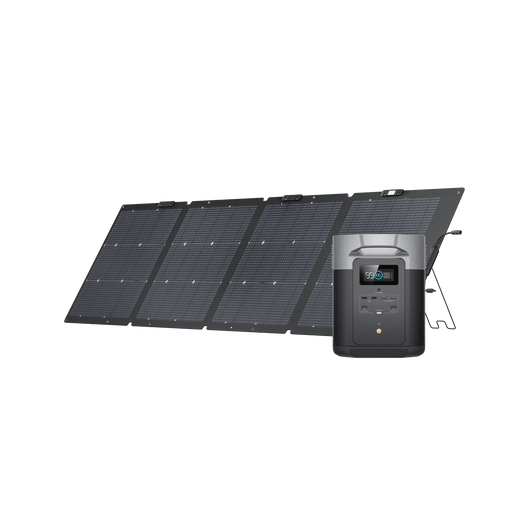 Power Station Portatile EcoFlow DELTA Max Portable Power EcoFlow 2000 + Pannello solare portatile bifacciale da 220 W NextGen