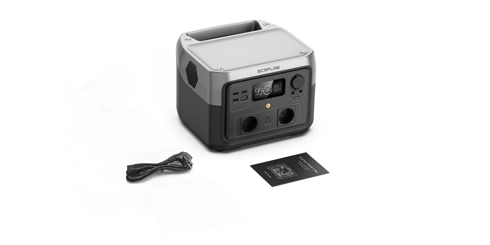 <p><strong>1.</strong>RIVER 2 Max    <strong>2.</strong>Cable de carga de CA   <strong>3.</strong>Guía de inicio rápido</p>